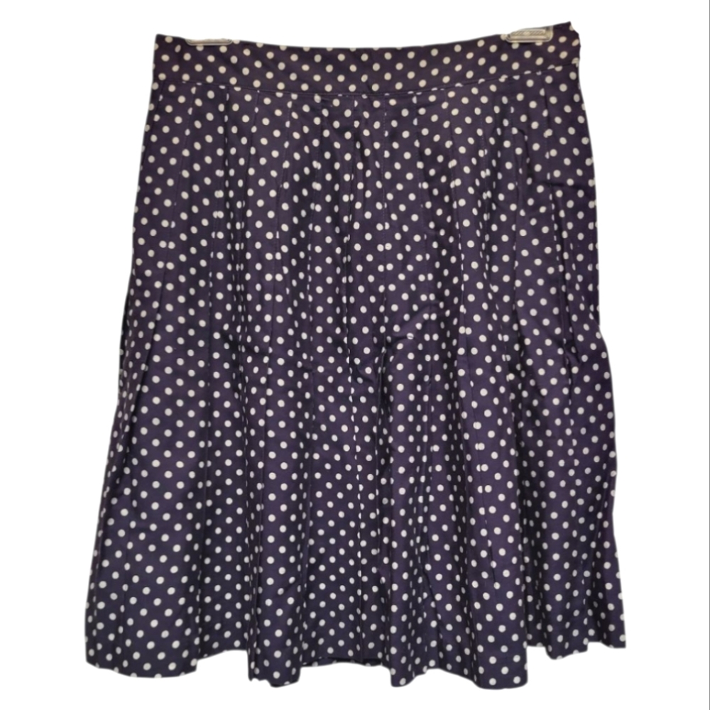 GAP Dark Blue Pleated A-Line Mini Skirt with White Dots - Size 8
